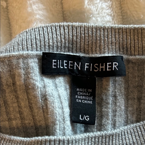 Eileen Fisher Gray Ribbed cropped Crew Neck Sweater - Picture 3 of 4